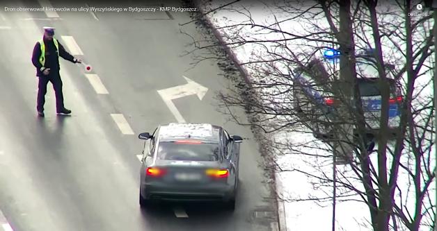 [VIDEO] Dron obserwował kierowców na ulicy Wyszyńskiego w Bydgoszczy - KMP Bydgoszcz